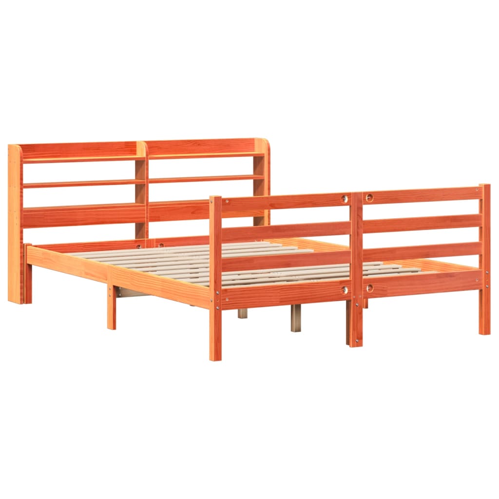 Bed Frame without Mattress Wax Brown 160x200 cm Solid Wood Pine